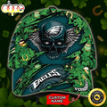 Personalized Philadelphia Eagles St Patrick Day Skull All Over Print 3D Baseball Cap - Green Blue-TPH