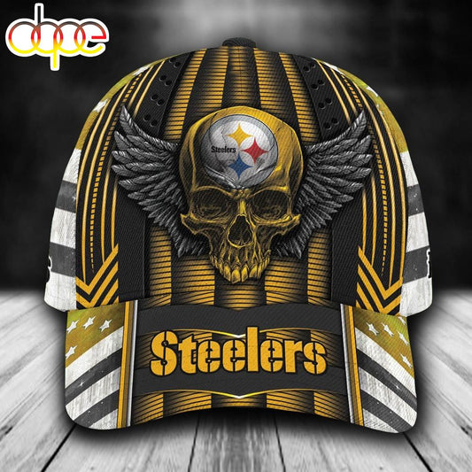 Personalized Pittsburgh Steelers Skull Wings All Over Print 3D Classic Cap