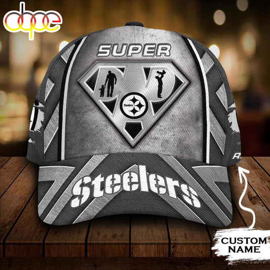 Personalized Pittsburgh Steelers Superman Dad All Over Print 3D Baseball Cap