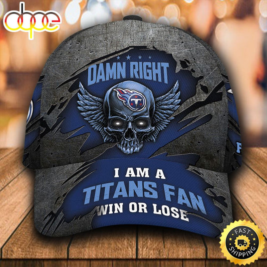 Personalized Tennessee Titans Damn Right Skull All Over Print 3D Classic Cap