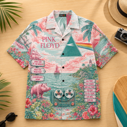 Pink Floyd Prism Rainbow Toile Hawaiian Shirt – Unisex Progressive Rock Fan Gift QH