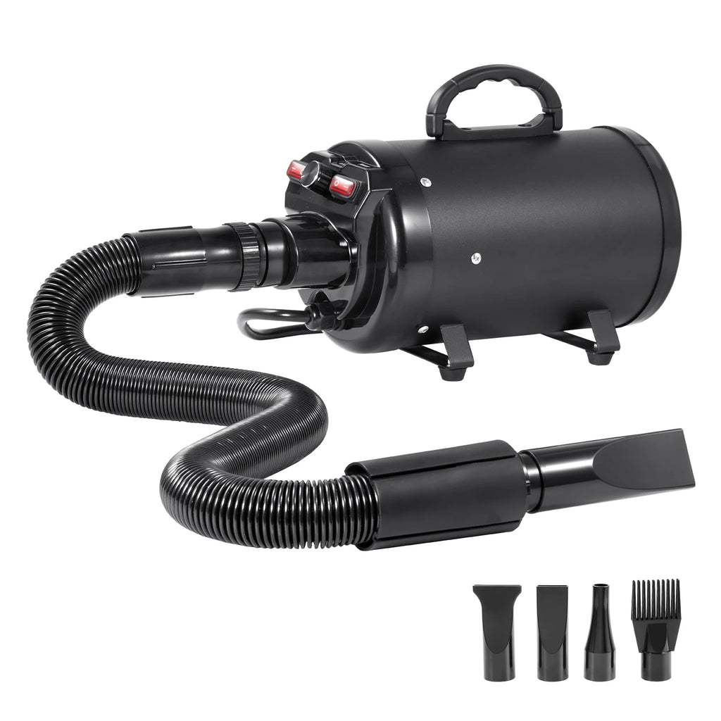 SucceBuy 2000W/2.7HP Dog Blow Dryer Adjustable Speed Temperature Control with 4 Nozzle and Extendable Hose for Pet Hair Grooming