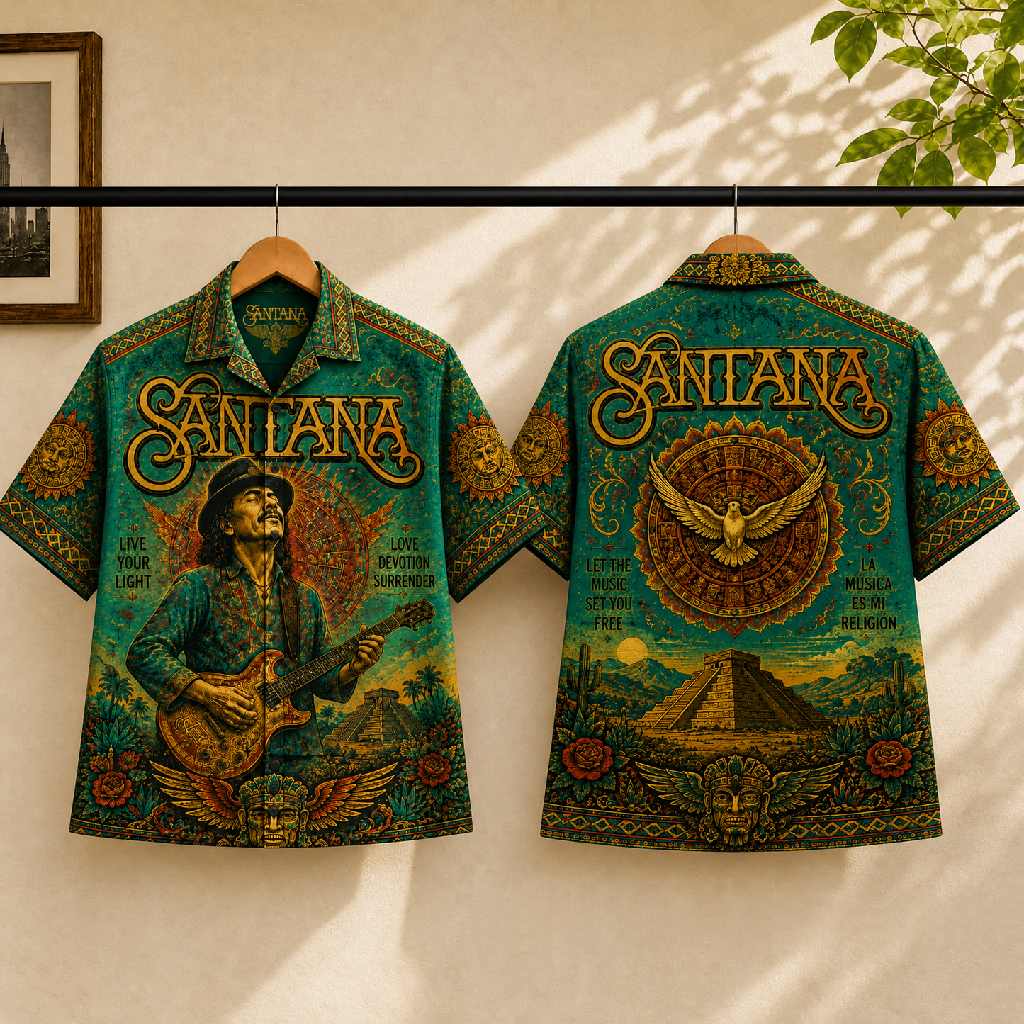 Santana Live Your Light Hawaiian Shirt – Unisex Carlos Santana Guitar Art Fan Gift QH