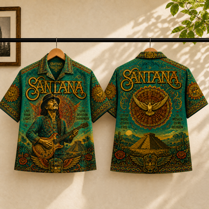 Santana Live Your Light Hawaiian Shirt – Unisex Carlos Santana Guitar Art Fan Gift QH