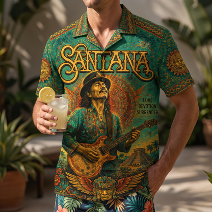 Santana Live Your Light Hawaiian Shirt – Unisex Carlos Santana Guitar Art Fan Gift QH
