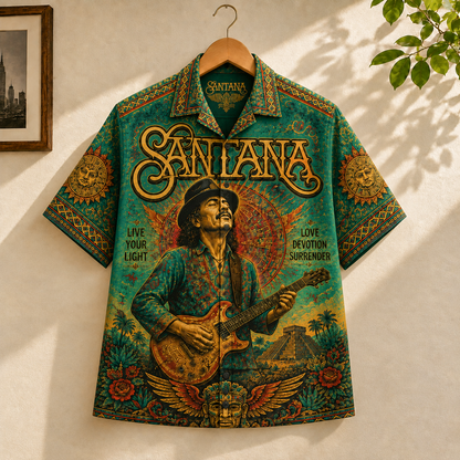 Santana Live Your Light Hawaiian Shirt – Unisex Carlos Santana Guitar Art Fan Gift QH