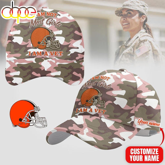 Custom Name Cleveland Browns NFL Camo Veterans Classic Cap
