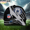 Custom Name Dallas Cowboys NFL Black And White American Flag Fire Baseball Cap