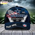 Custom Name Dallas Cowboys NFL Dark Scratch American Flag Baseball Cap