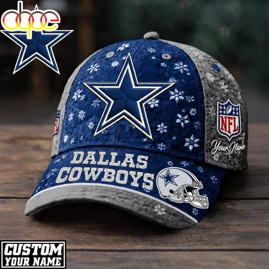 Custom Name Dallas Cowboys NFL Flower Classic Cap