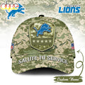 Custom Name Detroit Lions NFL Salute To Service Baseball Cap