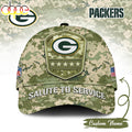 Custom Name Green Bay Packers NFL Salute To Service Baseball Cap