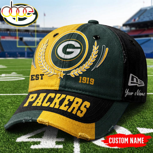 Custom Name Green Bay Packers NFL Split Color New Era Baseball Cap