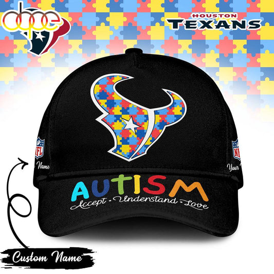 Custom Name Houston Texans NFL Autism Classic Baseball Cap