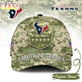 Custom Name Houston Texans NFL Salute To Service Baseball Cap