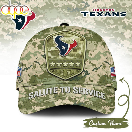 Custom Name Houston Texans NFL Salute To Service Baseball Cap