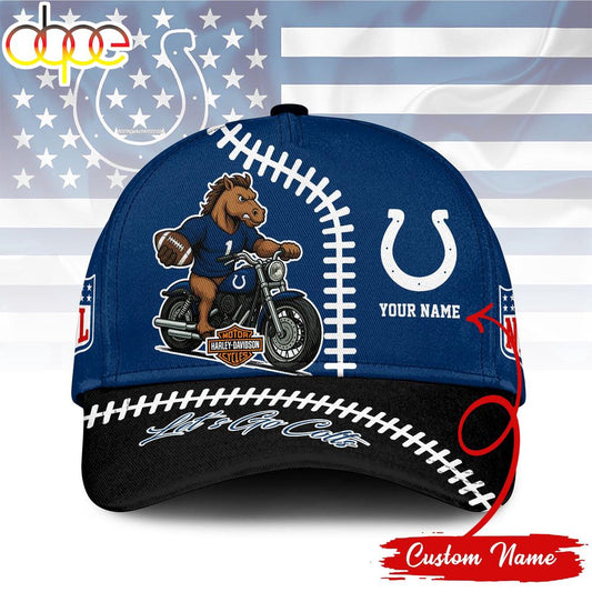 Custom Name Indianapolis Colts NFL Harley Davidson Classic Baseball Cap