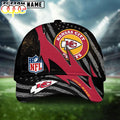 Custom Name Kansas City Chiefs NFL Black And White American Flag Fire Baseball Cap