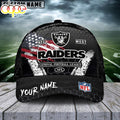 Custom Name Las Vegas Raiders NFL Dark Scratch American Flag Baseball Cap