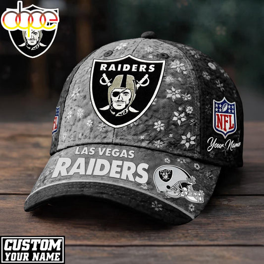 Custom Name Las Vegas Raiders NFL Flower Classic Cap
