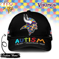 Custom Name Minnesota Vikings NFL Autism Classic Baseball Cap