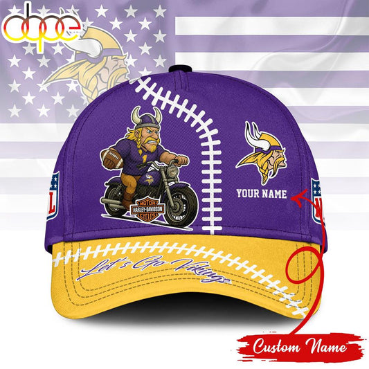 Custom Name Minnesota Vikings NFL Harley Davidson Classic Baseball Cap