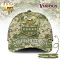 Custom Name Minnesota Vikings NFL Salute To Service Baseball Cap