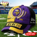 Custom Name Minnesota Vikings NFL Split Color New Era Baseball Cap