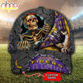 Custom Name NCAA LSU Tigers Skeleton Halloween Classic Cap
