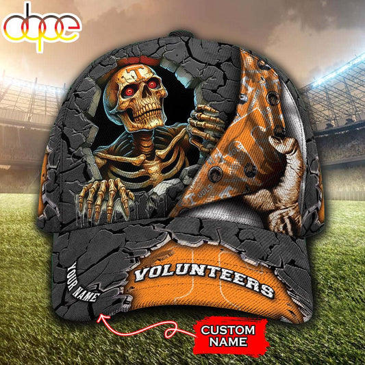 Custom Name NCAA Tennessee Volunteers Skeleton Halloween Classic Cap