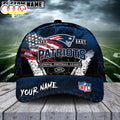 Custom Name New England Patriots NFL Dark Scratch American Flag Baseball Cap