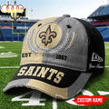 Custom Name New Orleans Saints NFL Split Color New Era Baseball Cap