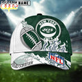 Custom Name New York Jets NFL Dark Flame Classic Baseball Cap