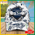 Custom Name Seattle Seahawks NFL Hawaiian Pattern Classic Baseball Cap