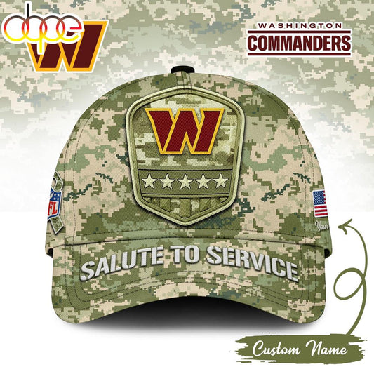 Custom Name Washington Commanders NFL Salute To Service Baseball Cap