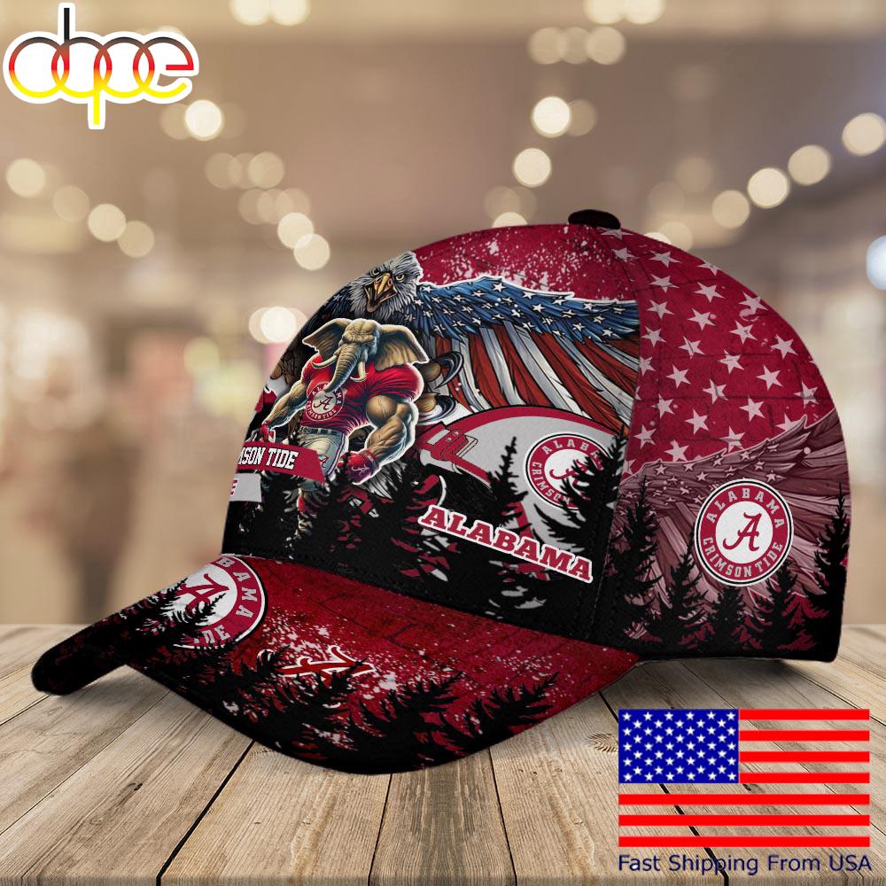 NCAA Alabama Crimson Tide Mascot Logo Custom Name Baseball Cap  For Fans