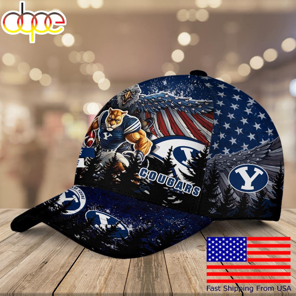 NCAA BYU Cougars Mascot Logo Custom Name Baseball Cap  For Fans