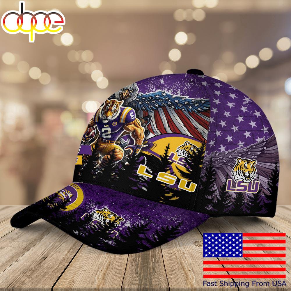 NCAA LSU Tigers Mascot Logo Custom Name Baseball Cap  For Fans