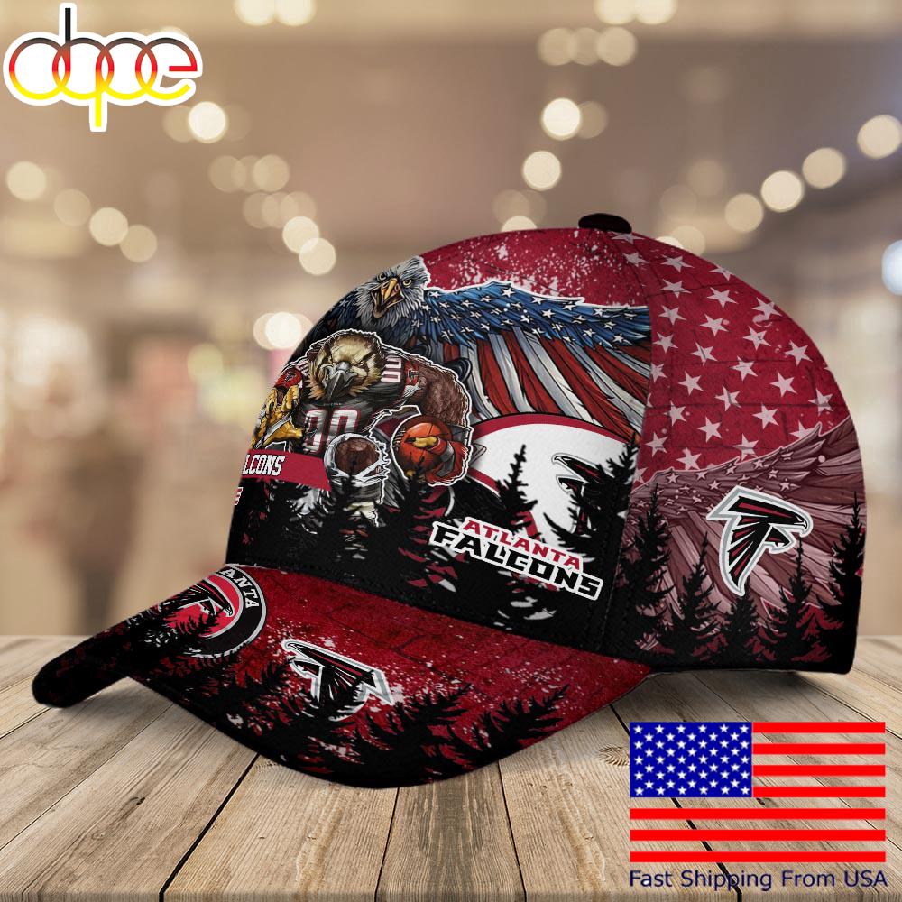 NFL Atlanta Falcons Mascot Logo Custom Name Baseball Cap  For Fans