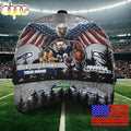 NFL Seattle Seahawks Mascot Logo Custom Name Baseball Cap  For Fans