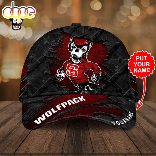 Custom Name 3D Cap Hat Personalized NC State Wolfpack Men's Basketball Classic Cap 3D Hat Trendding New